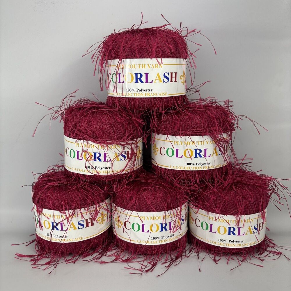 6 X Plymouth Yarn Colorlash Eyelash Yarn 100% Polyester Pink Fuchsia #37